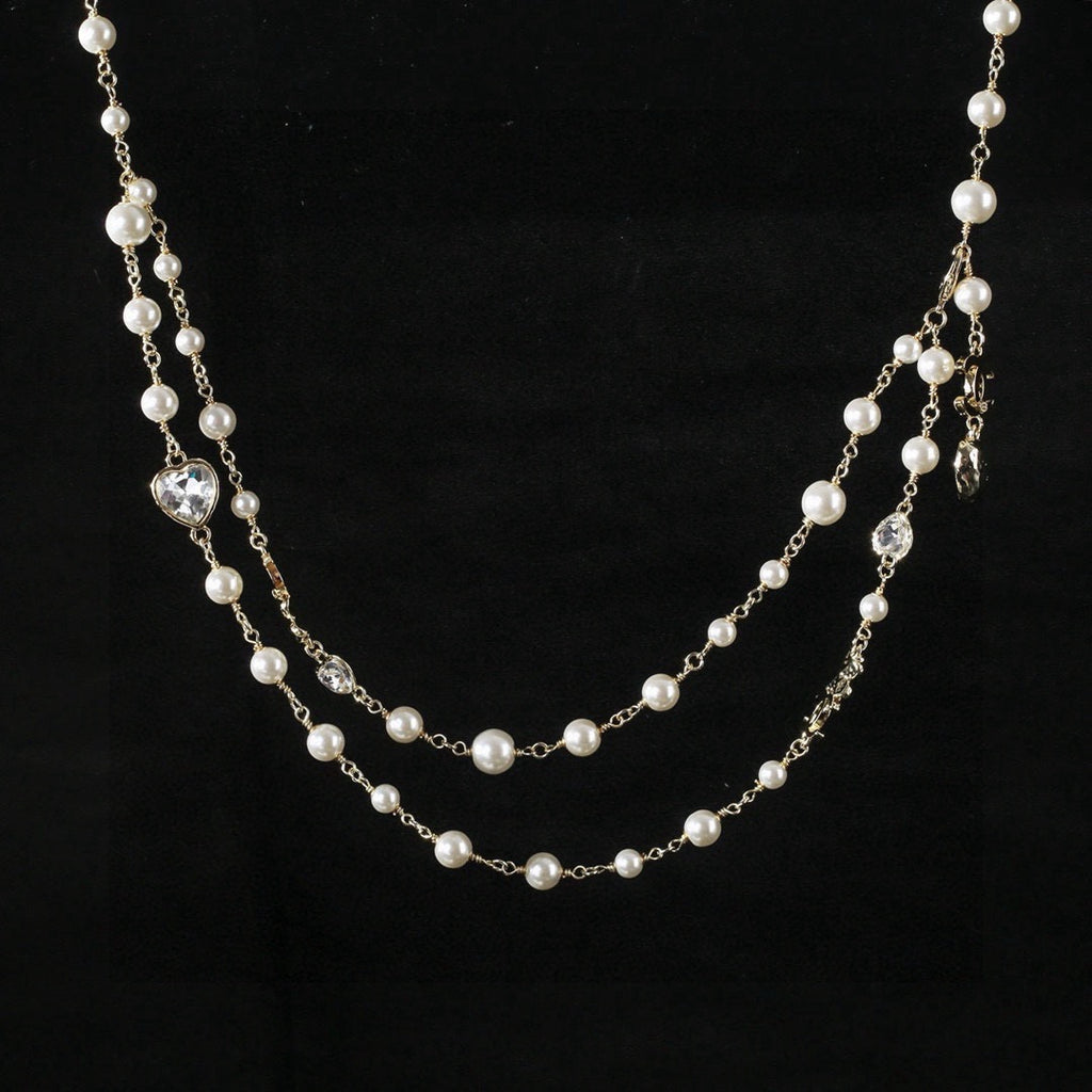 Heart Jewelry Accessory in Polished Metal-Tone – Pearl Detail – Design 002 main product view