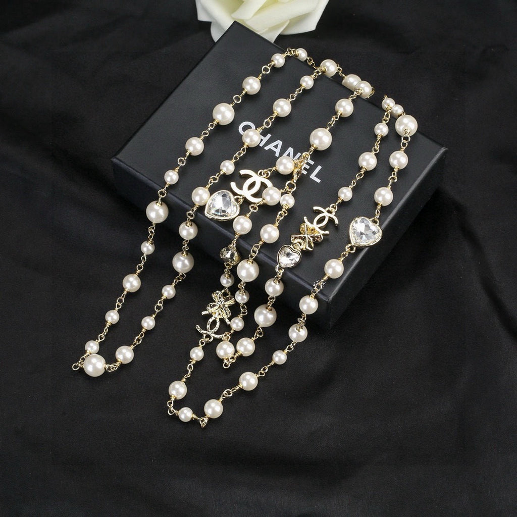 Heart Jewelry Accessory in Polished Metal-Tone – Pearl Detail – Design 002 front product view