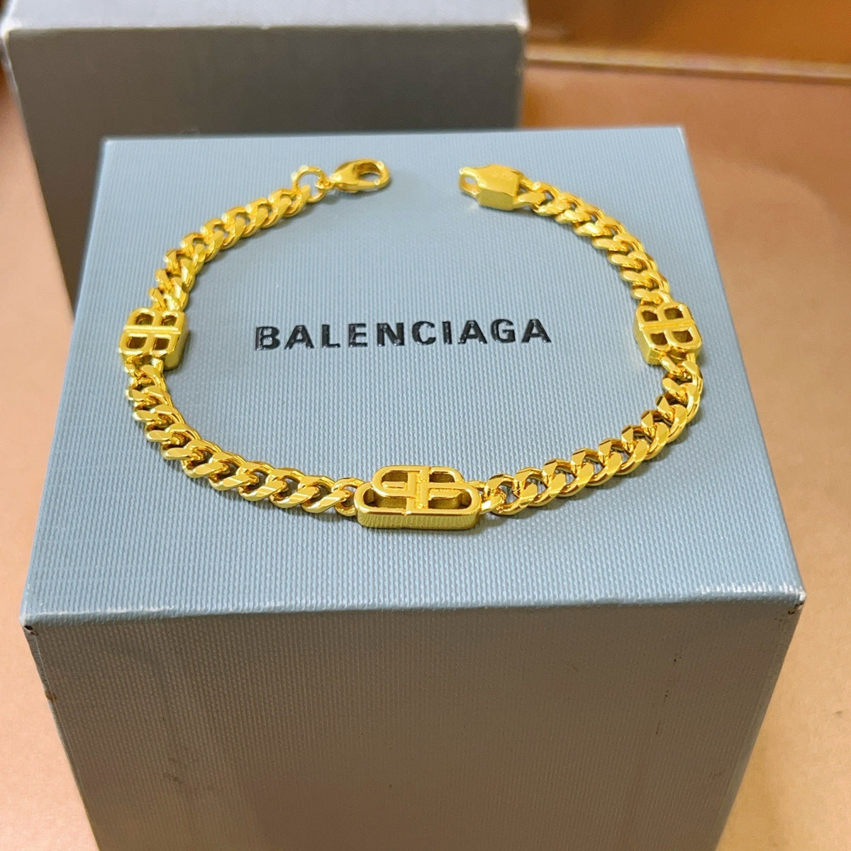 Geometric Emblem Bracelet in Polished Metal-Tone – Design 020 main product view