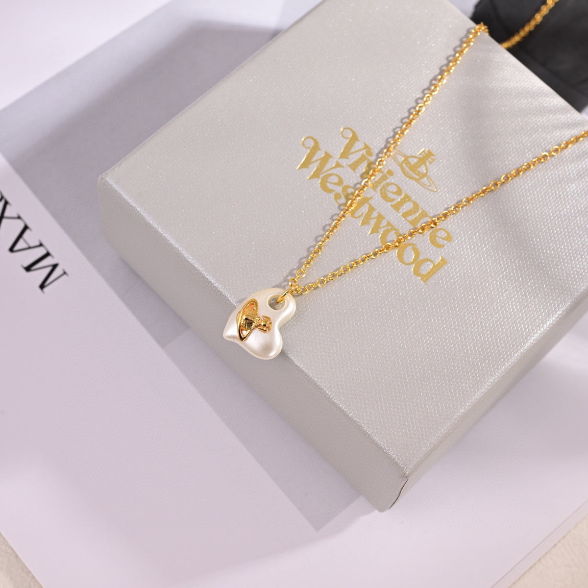 Orb Pendant Necklace in Polished Metal-Tone – Design 034 detail view