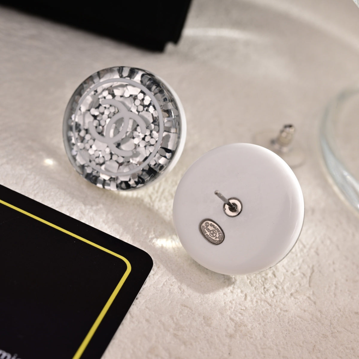 Signature Emblem Stud Earrings in Polished Metal-Tone – Design 021 front product view
