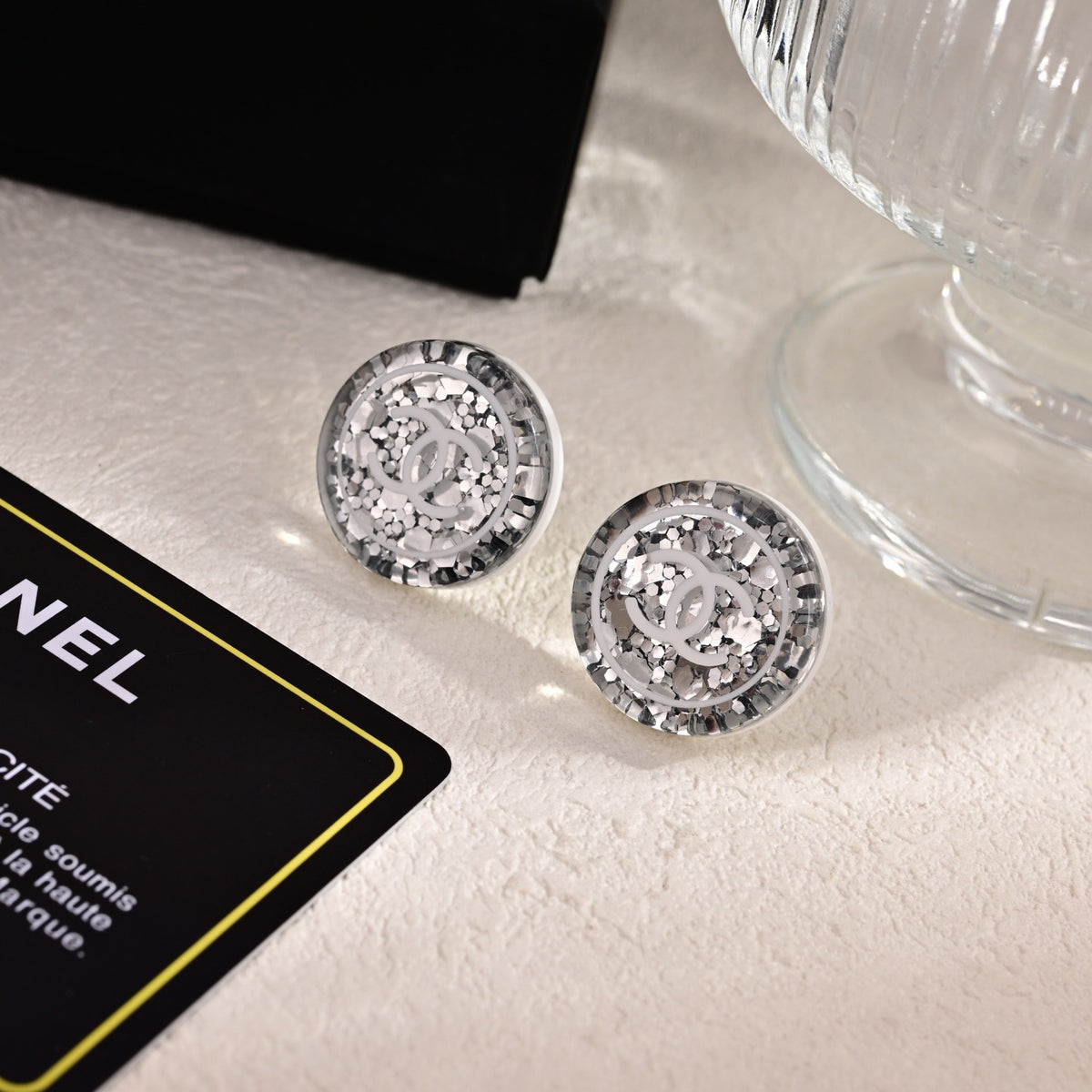Signature Emblem Stud Earrings in Polished Metal-Tone – Design 021 main product view