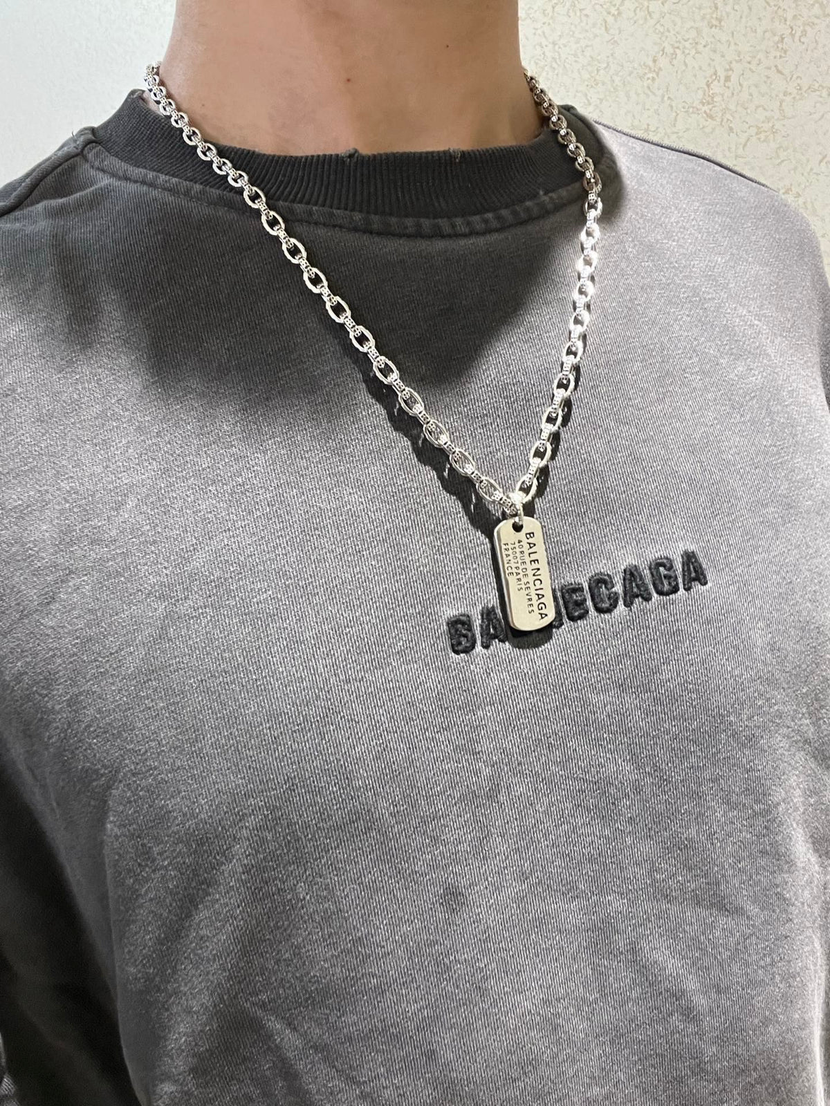 Geometric Emblem Pendant Necklace in Polished Metal-Tone – Vintage Detail – Design 049 detail view