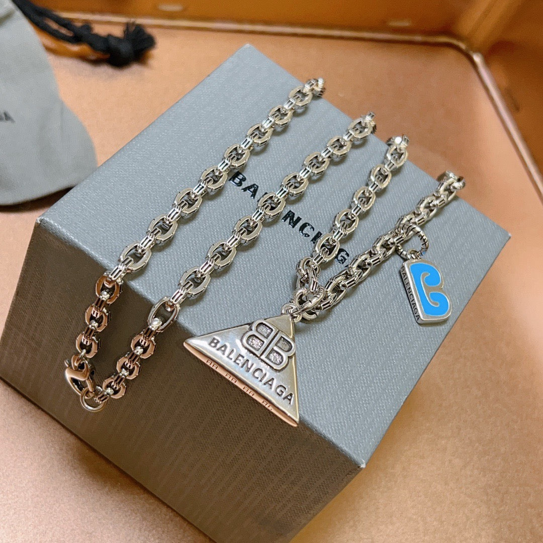 Geometric Emblem Pendant Necklace in Polished Metal-Tone – Vintage Detail – Design 043 front product view