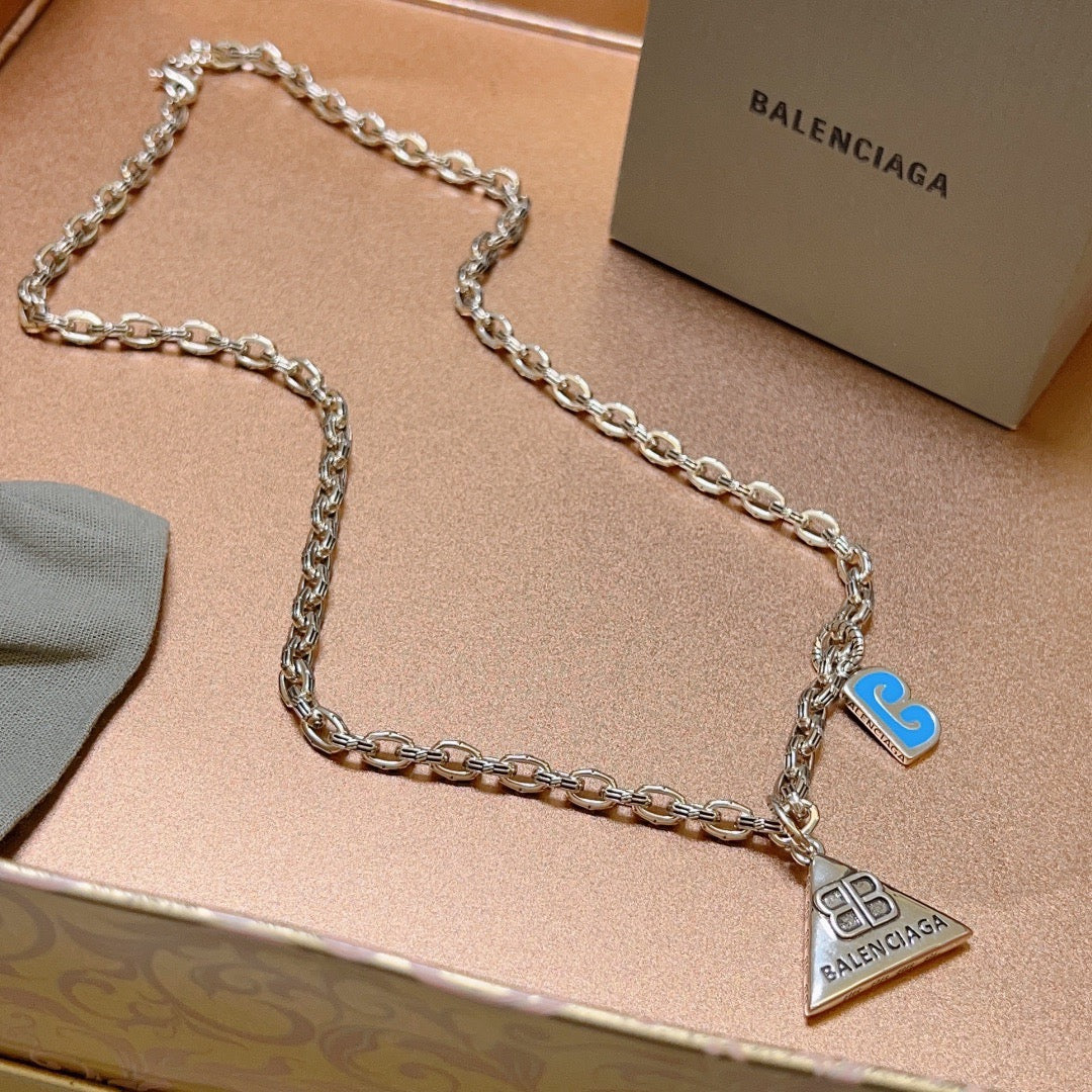 Geometric Emblem Pendant Necklace in Polished Metal-Tone – Vintage Detail – Design 043 front product view