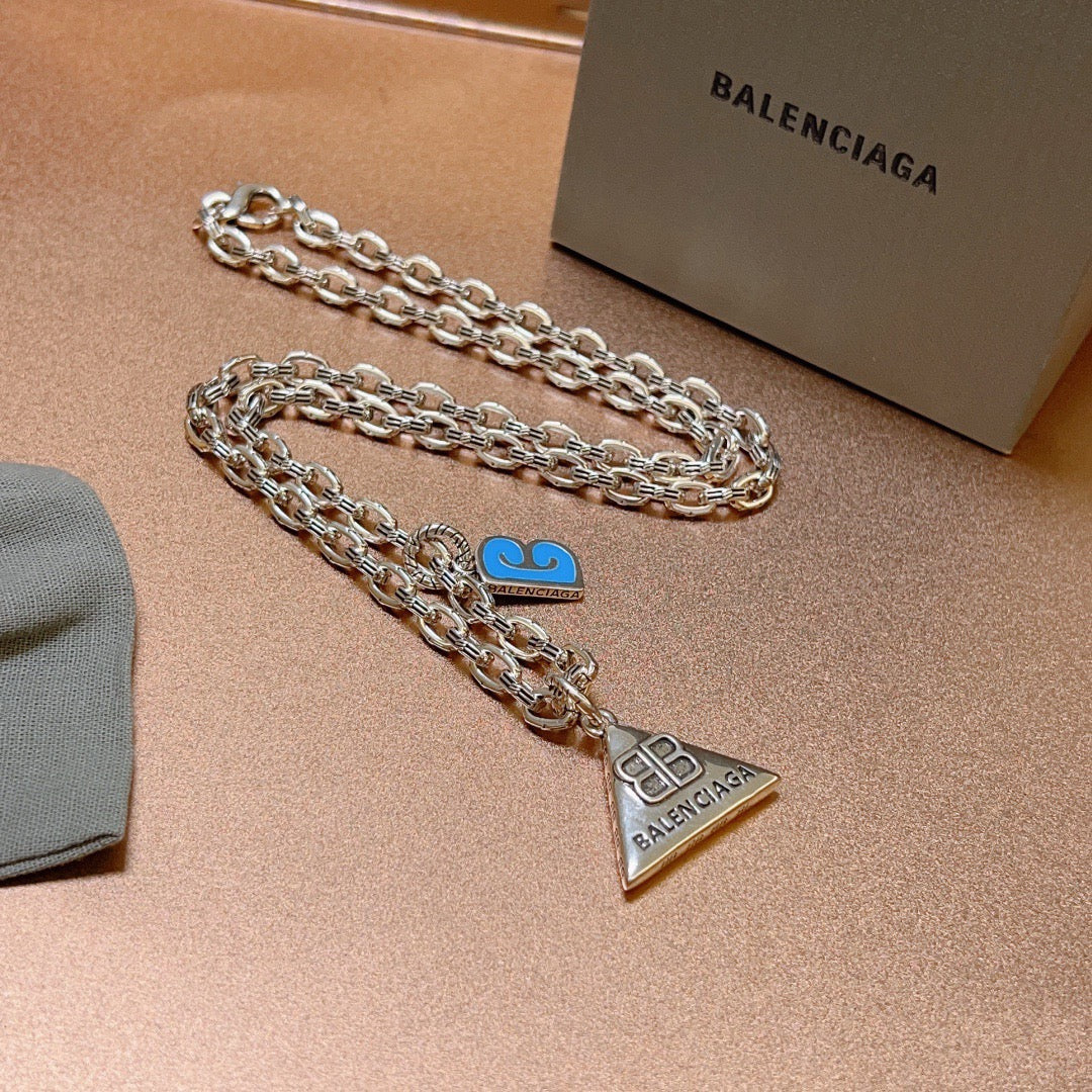 Geometric Emblem Pendant Necklace in Polished Metal-Tone – Vintage Detail – Design 043 main product view