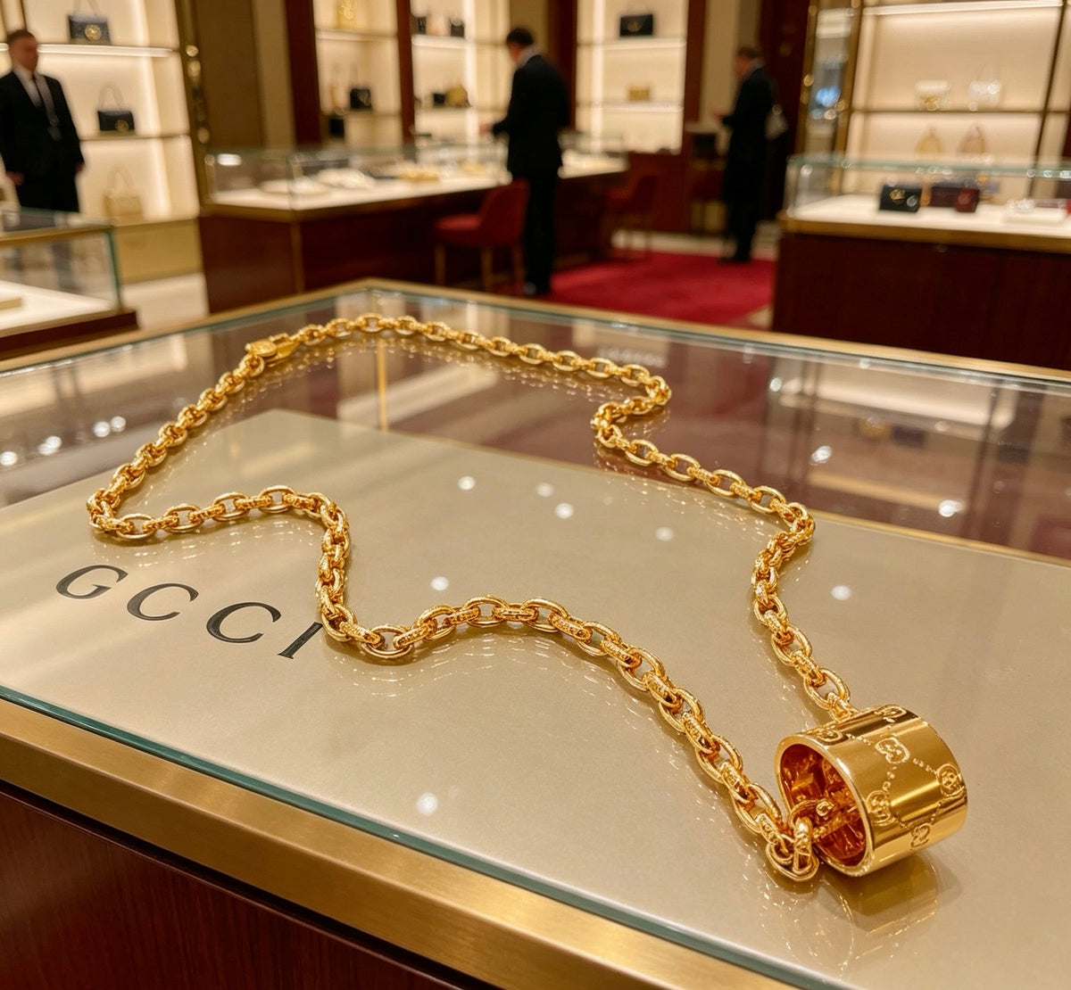 Double-G Emblem Pendant Necklace in Gold-Tone – Design 012 main product view