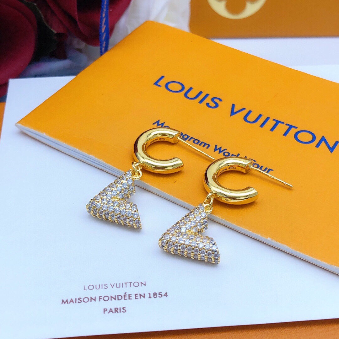 Geometric Emblem Statement Earrings in Gold-Tone – Design 004 side detail