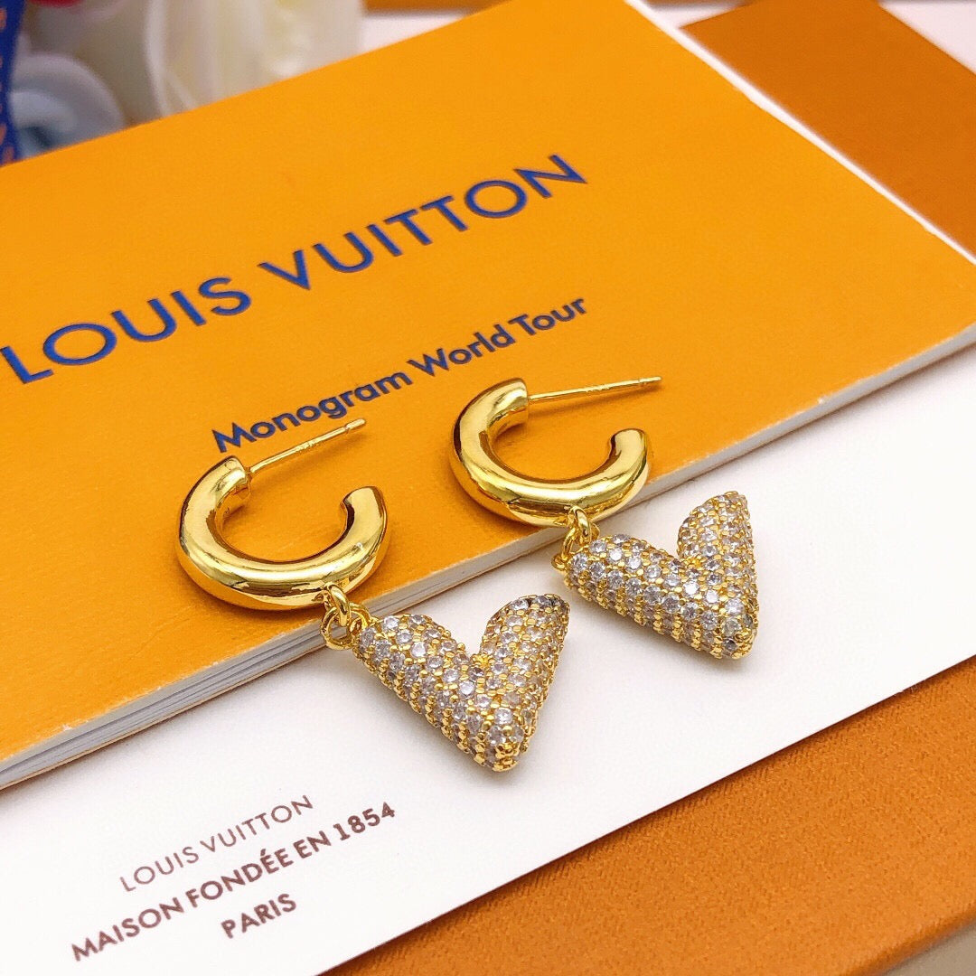 Geometric Emblem Statement Earrings in Gold-Tone – Design 004 close-up detail