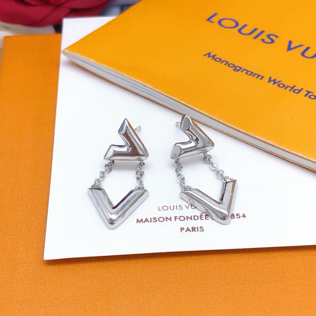 Geometric Emblem Stud Earrings in Gold-Tone – Design 021 main product view