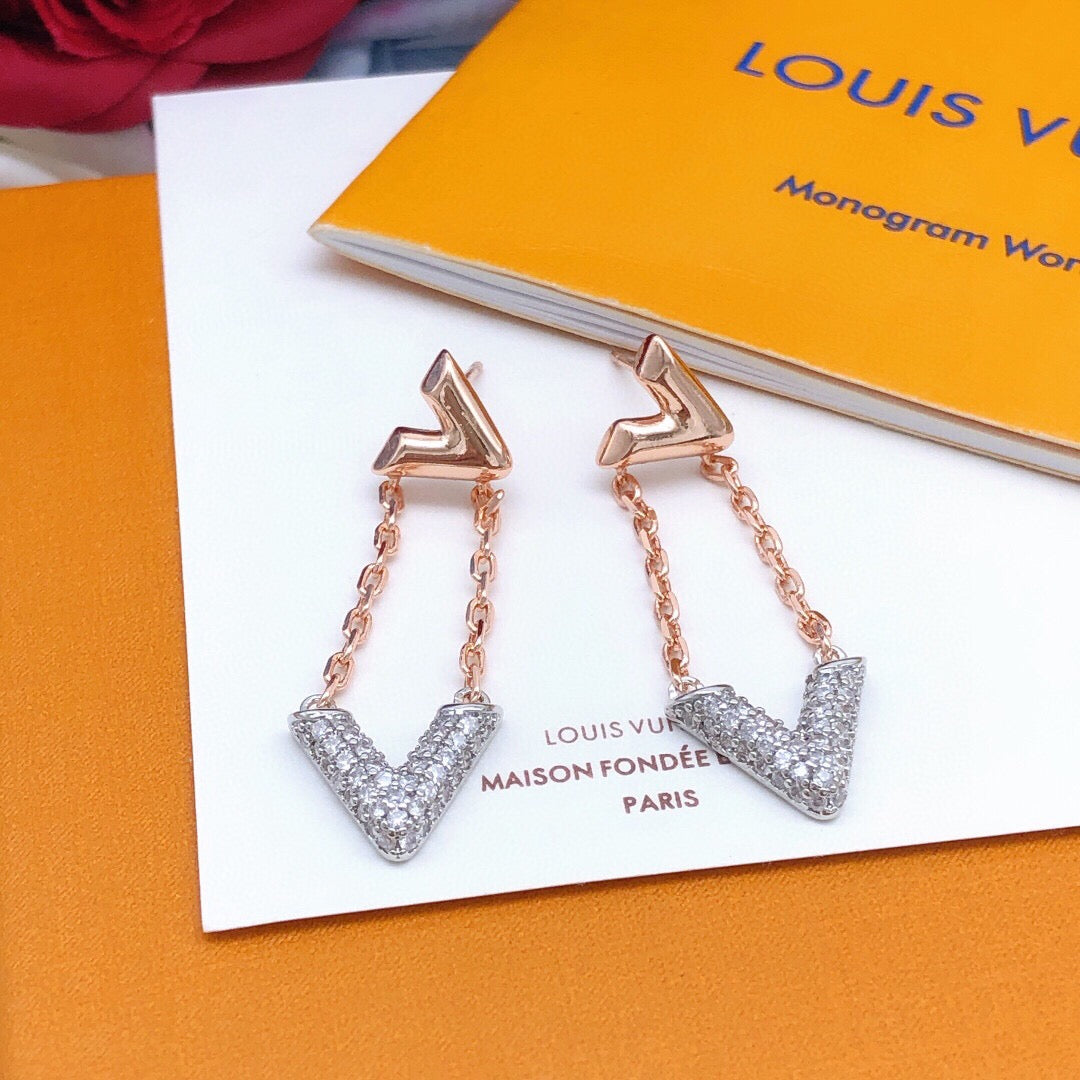 Geometric Emblem Stud Earrings in Rose-Gold-Tone – Rose Gold Detail – Design 004 main product view