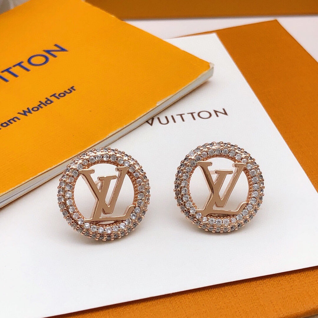 Round Stud Earrings in Silver-Tone – Silver Detail – Design 003 front product view