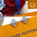 Geometric Emblem Stud Earrings in Silver-Tone – Silver Detail – Design 007 main product view