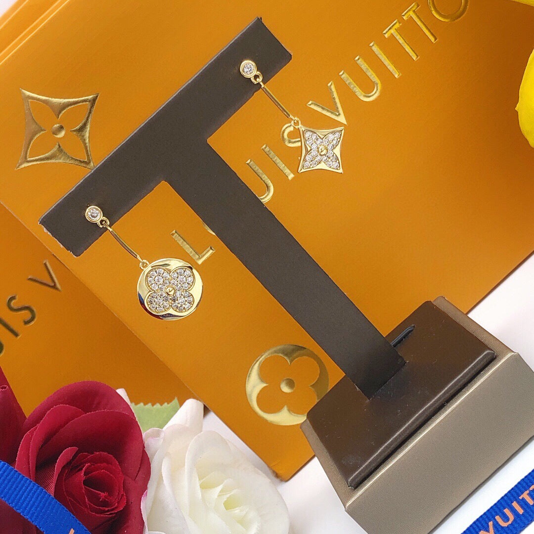 Geometric Emblem Stud Earrings in Gold-Tone – Design 019 main product view