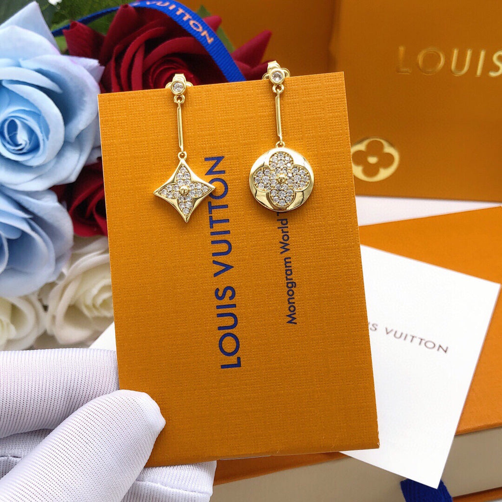 Geometric Emblem Stud Earrings in Gold-Tone – Design 019 styled product view