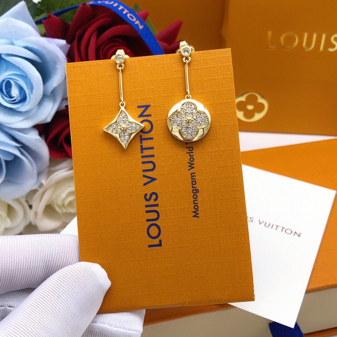 Geometric Emblem Stud Earrings in Gold-Tone – Design 019 styled product view