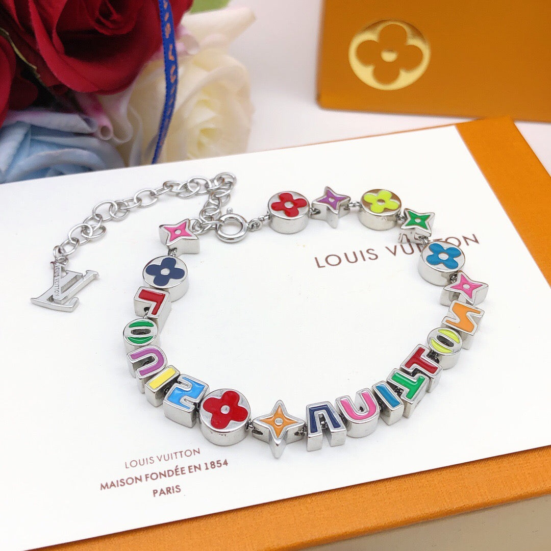 Letter Emblem Bracelet in Gold-Tone – Design 004 front product view