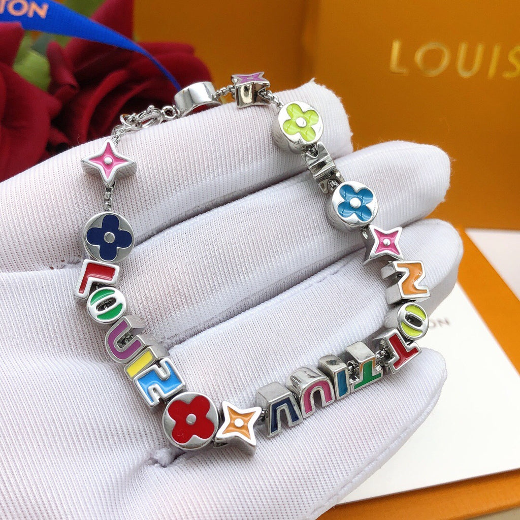 Letter Emblem Bracelet in Gold-Tone – Design 002 detail view
