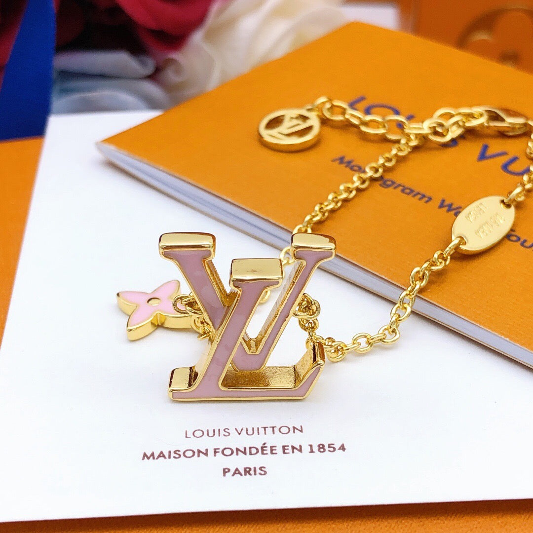 Geometric Emblem Bracelet in Gold-Tone – Pink Detail – Design 004 detail view