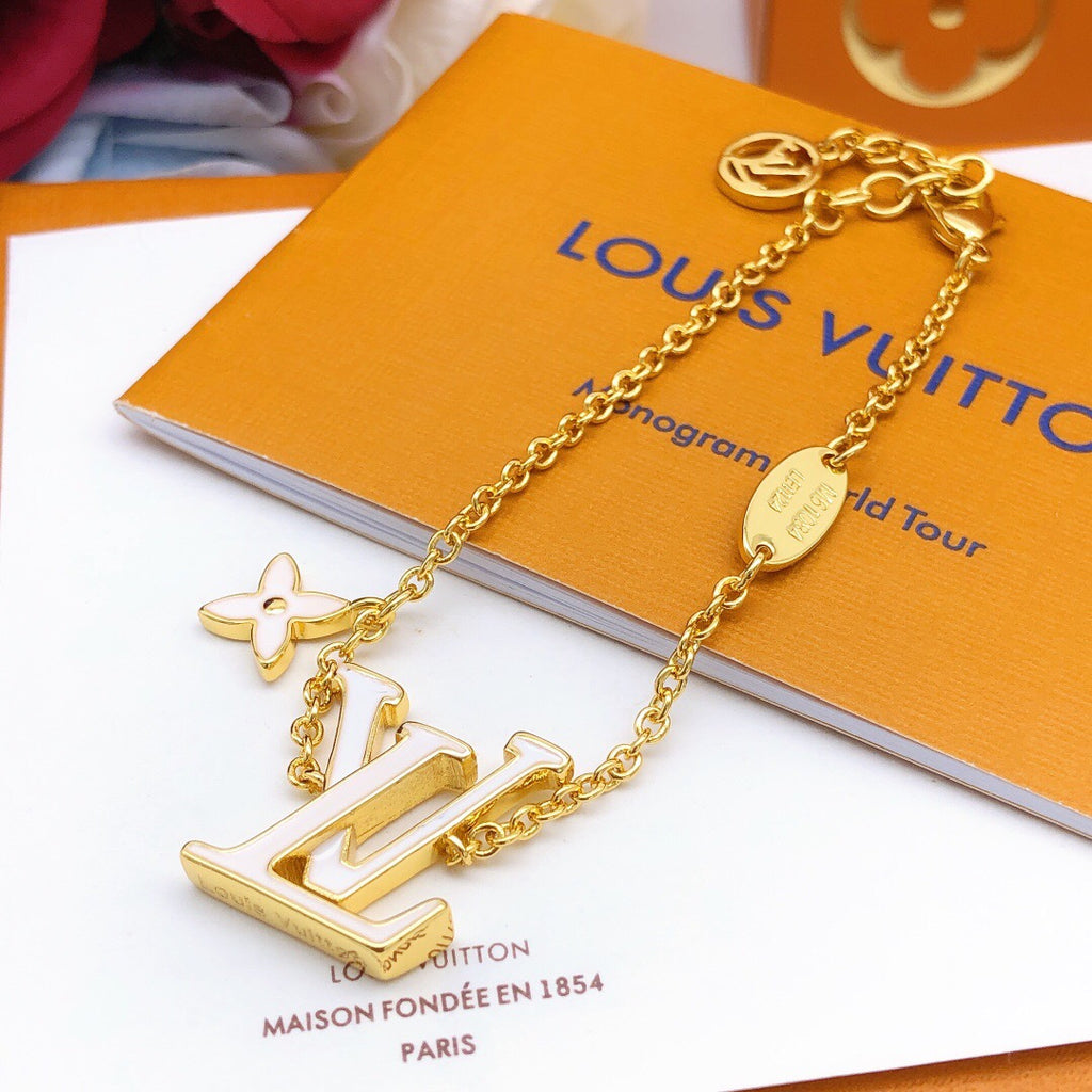 Geometric Emblem Bracelet in Gold-Tone – White Detail main product view