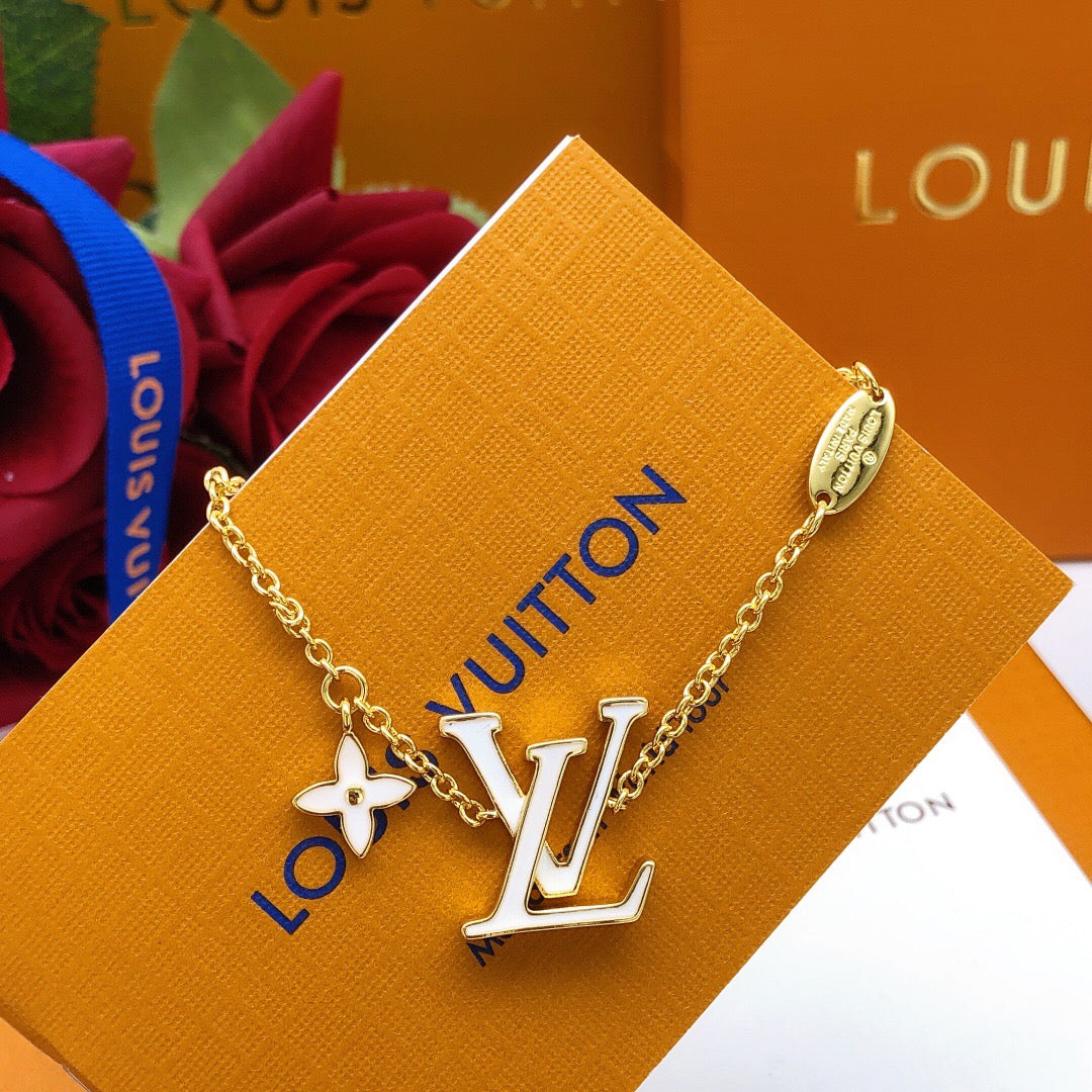 Geometric Emblem Bracelet in Gold-Tone – White Detail detail view