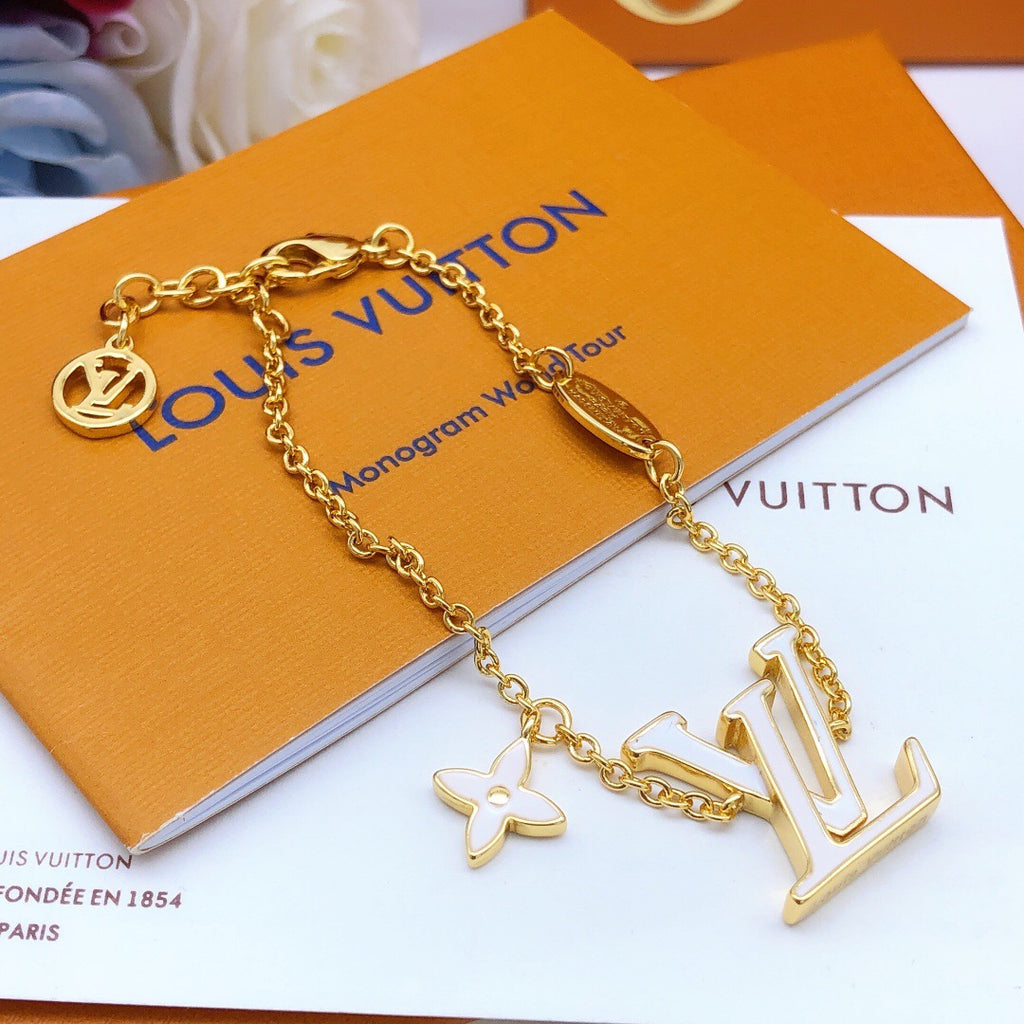 Geometric Emblem Bracelet in Gold-Tone – White Detail – Design 002 styled product view