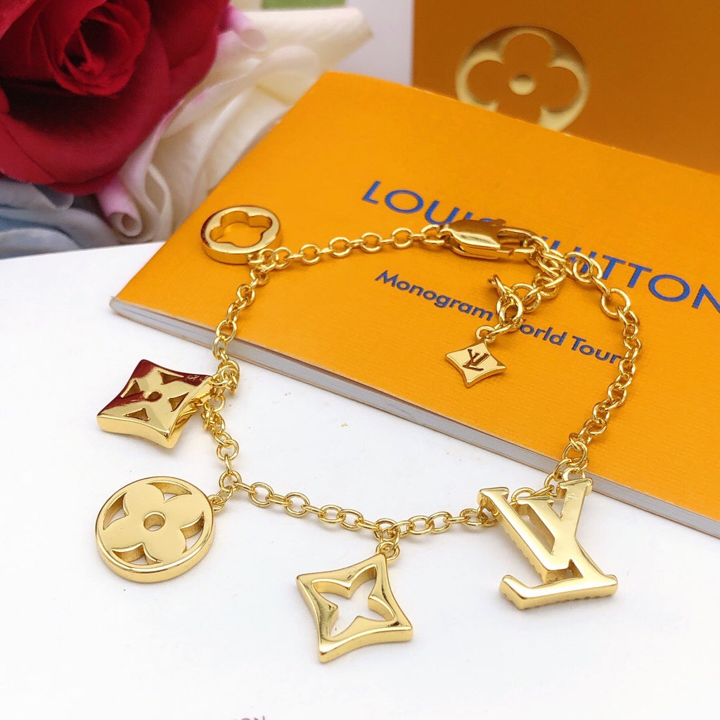 Geometric Emblem Bracelet in Gold-Tone – Design 047 front product view
