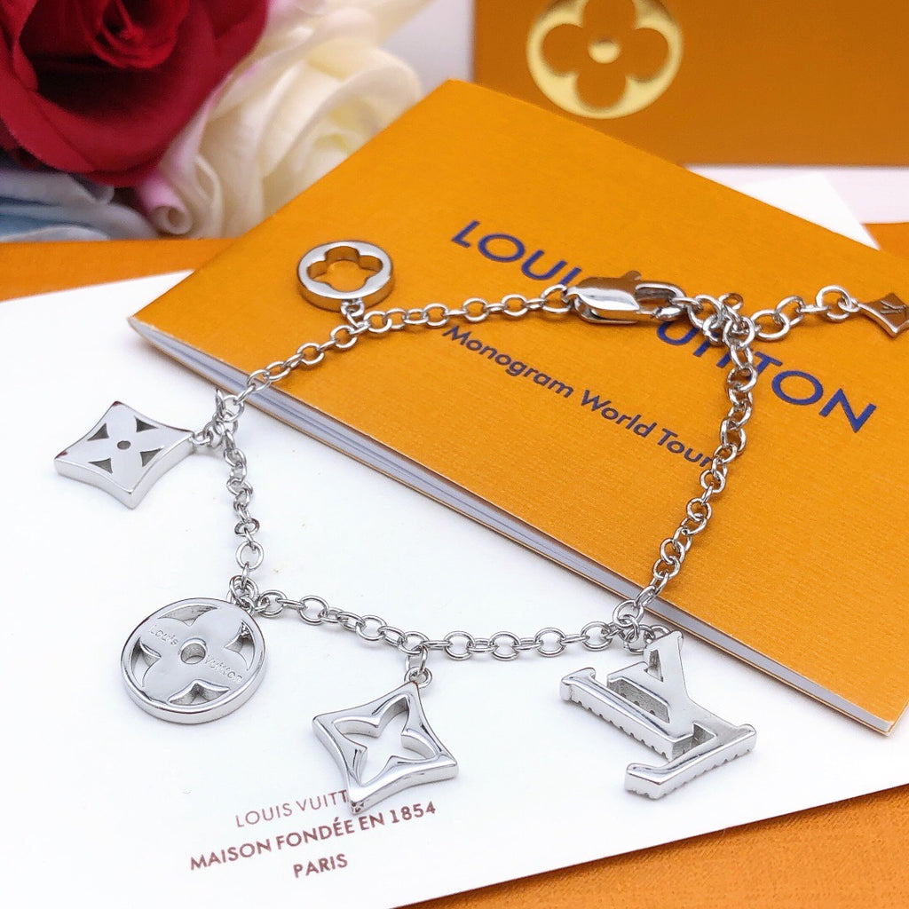 Geometric Emblem Bracelet in Silver-Tone – Silver Detail – Design 017 front product view