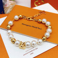 Geometric Emblem Bracelet in Gold-Tone – Pearl Detail – Design 005 main product view