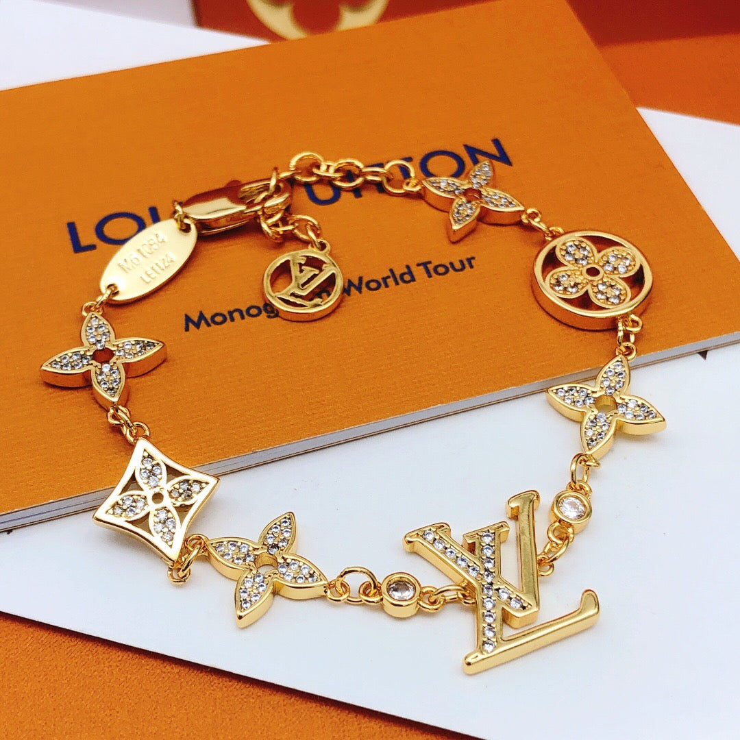 Geometric Emblem Bracelet in Gold-Tone – Design 032 main product view