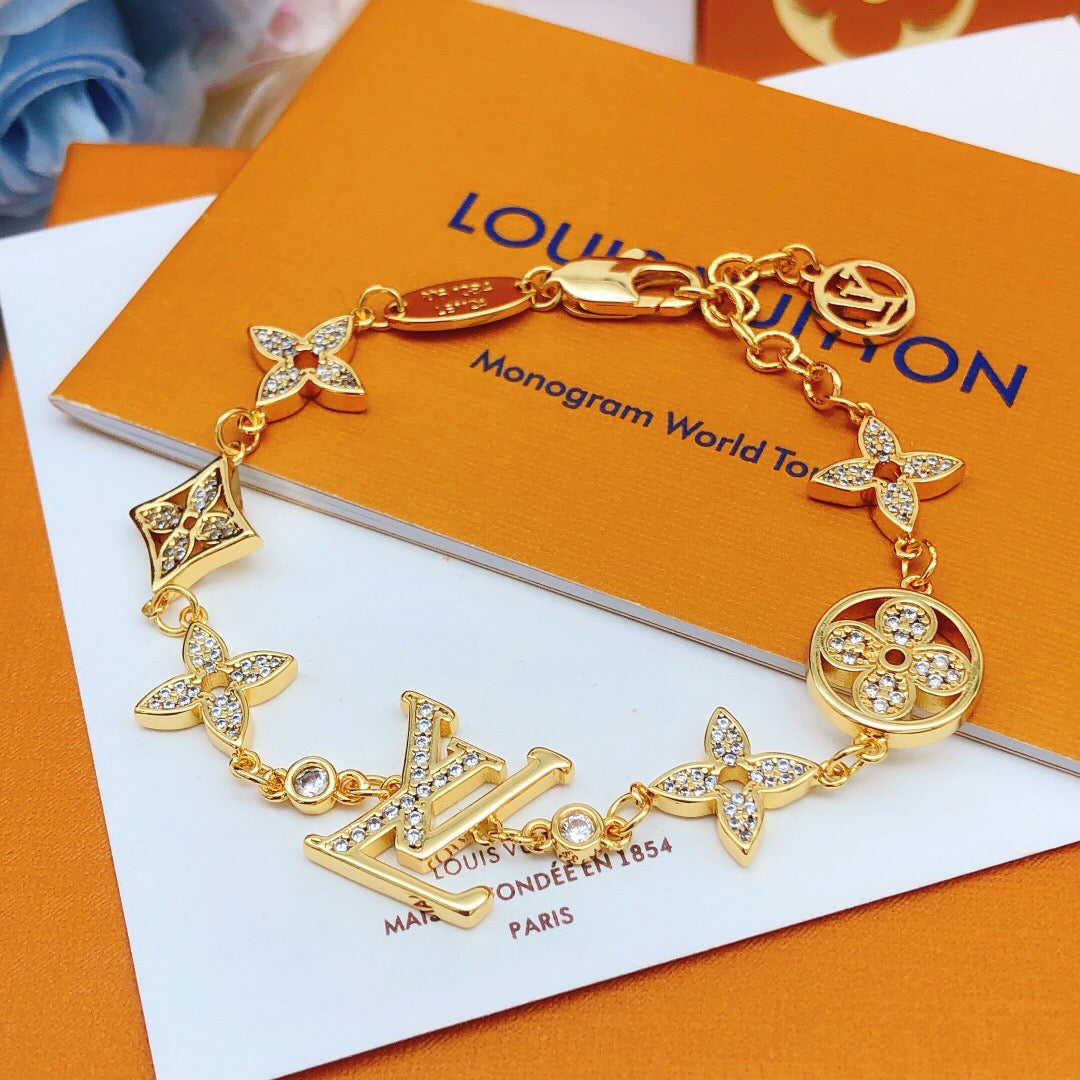 Geometric Emblem Bracelet in Gold-Tone – Design 044 front product view