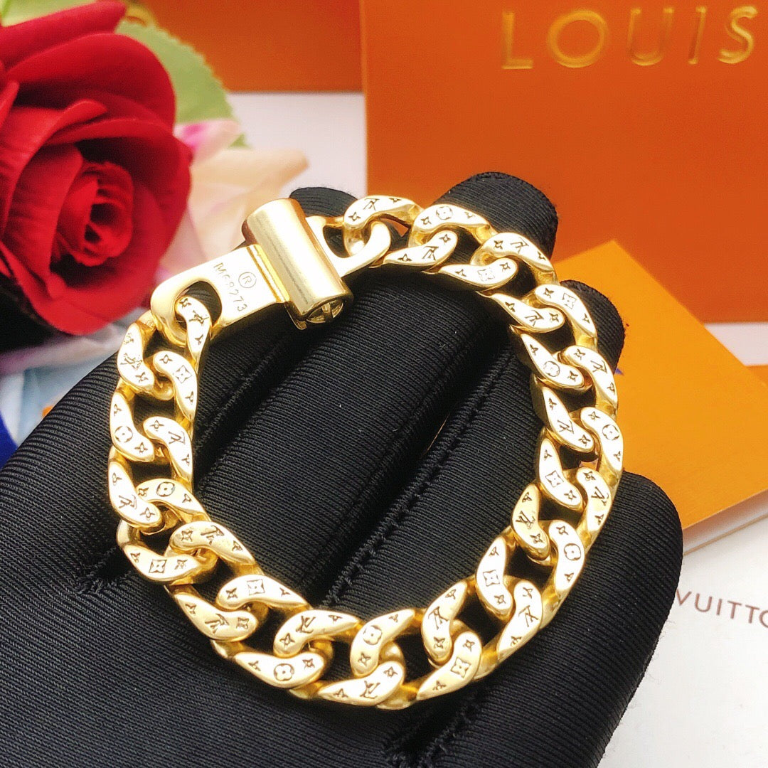 Geometric Emblem Bracelet in Gold-Tone – Design 031 styled product view