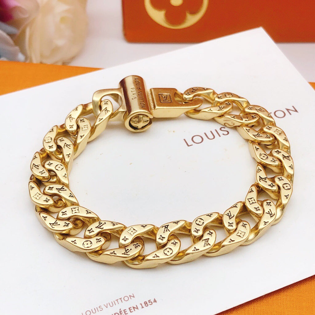 Geometric Emblem Bracelet in Gold-Tone – Design 031 main product view
