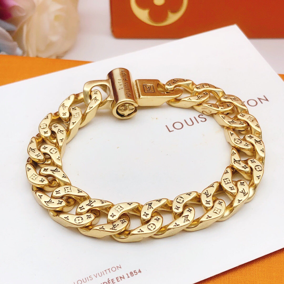 Geometric Emblem Bracelet in Gold-Tone – Design 031 main product view