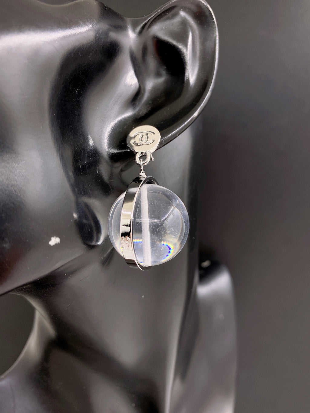 Signature Emblem Statement Earrings in Gold-Tone – White Detail – Design 002 main product view