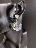 Signature Emblem Statement Earrings in Gold-Tone – White Detail – Design 002 main product view