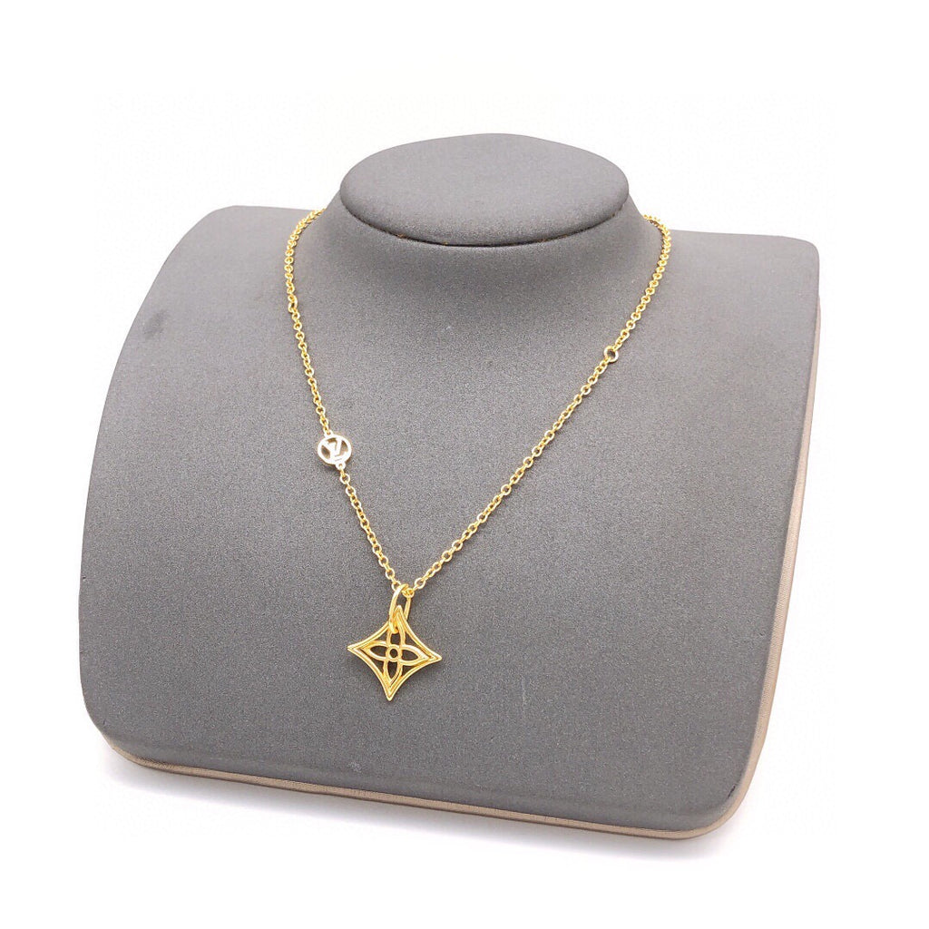 Geometric Emblem Pendant Necklace in Gold-Tone – Design 040 main product view