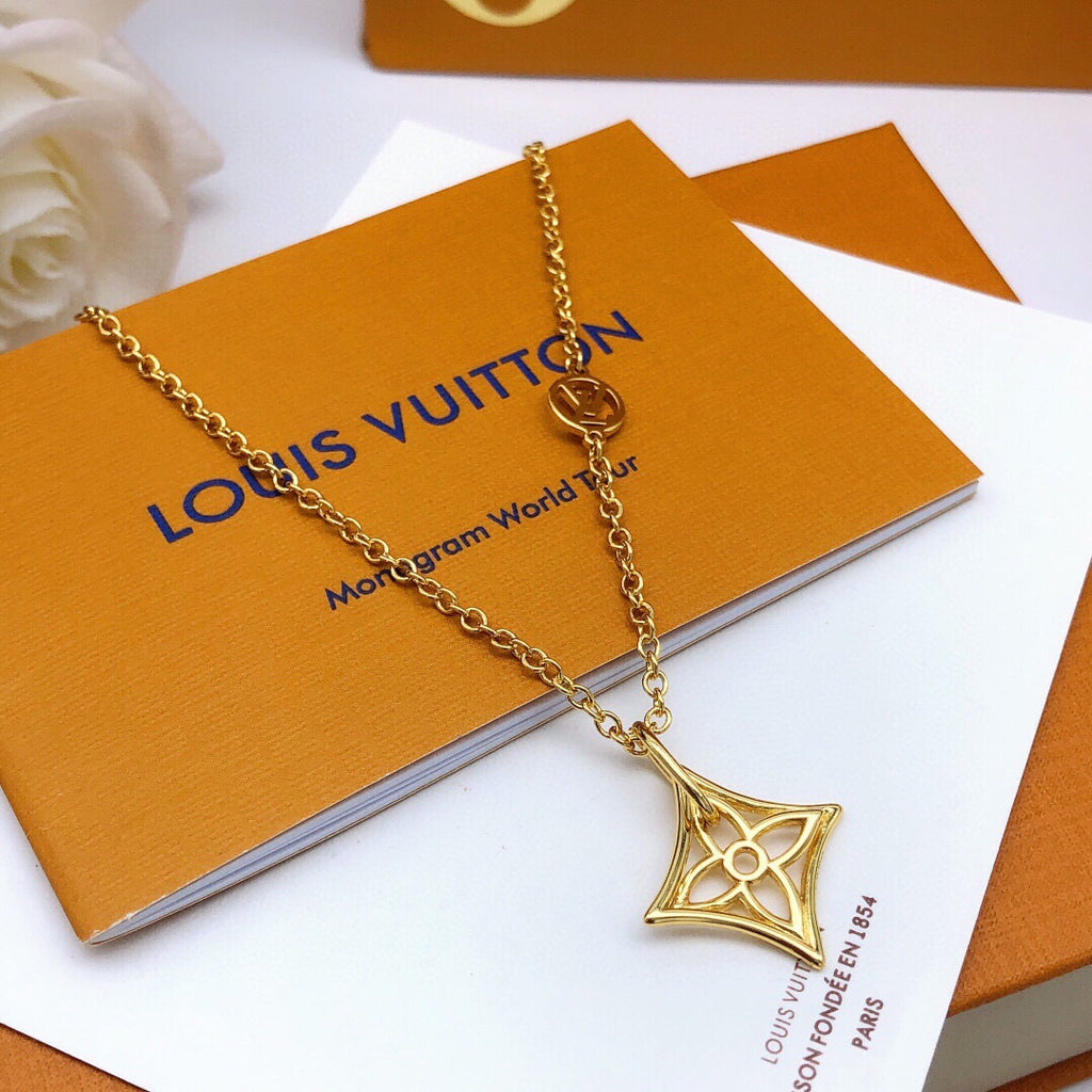 Geometric Emblem Pendant Necklace in Gold-Tone – Design 040 main product view