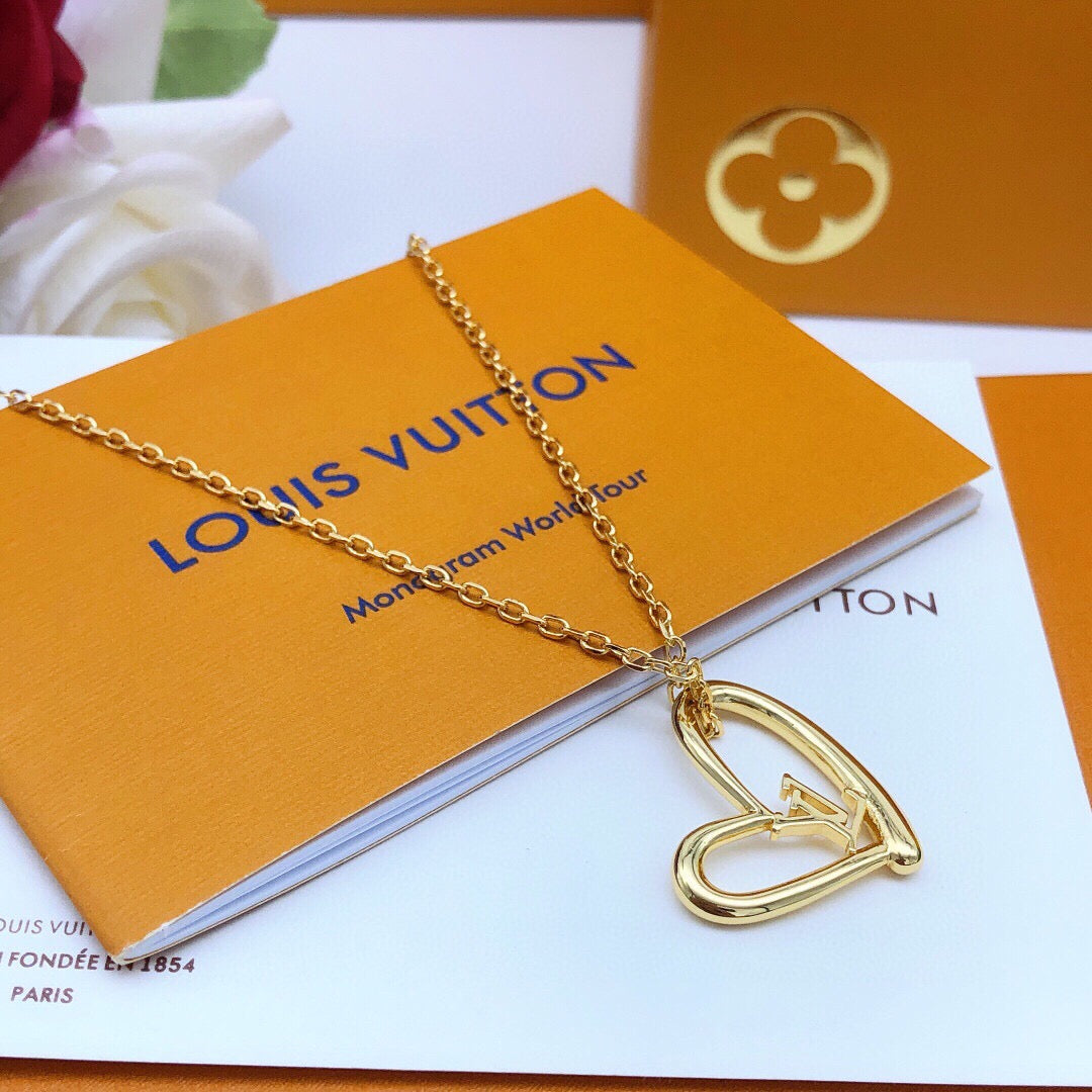 Heart Pendant Necklace in Gold-Tone – Design 004 main product view