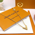 Geometric Emblem Pendant Necklace in Gold-Tone – Design 038 main product view
