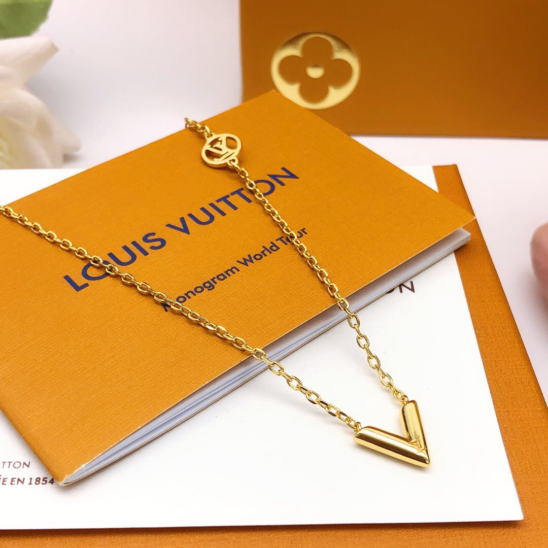 Geometric Emblem Pendant Necklace in Gold-Tone – Design 038 main product view
