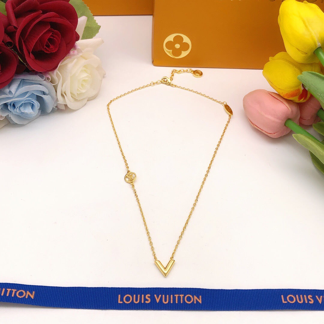 Geometric Emblem Pendant Necklace in Gold-Tone – Design 038 styled product view