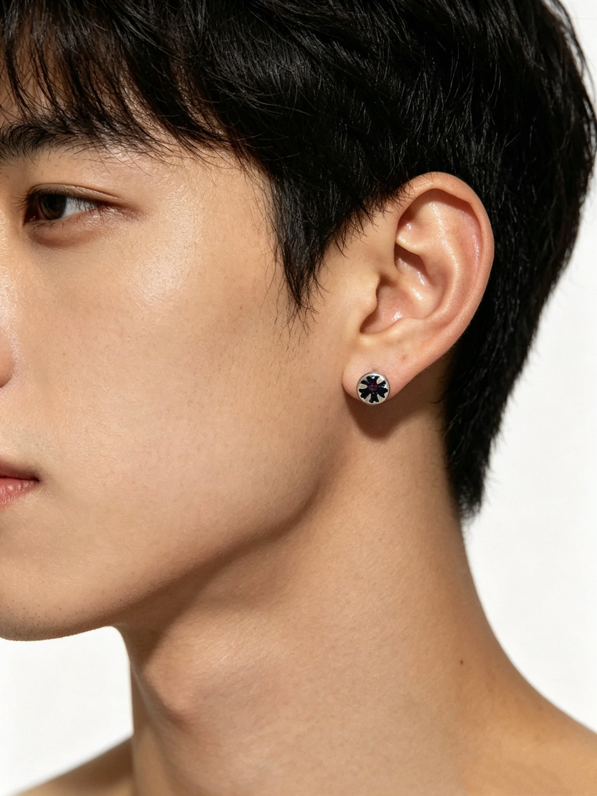 Signature Emblem Statement Earrings in Polished Metal-Tone – Design 004 front product view