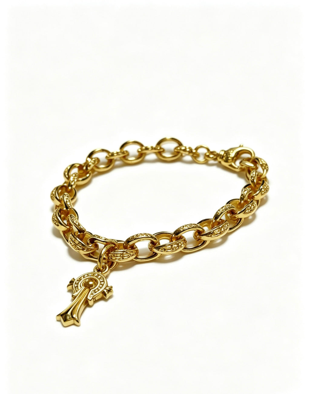 Signature Emblem Bracelet in Polished Metal-Tone – Design 008 side detail