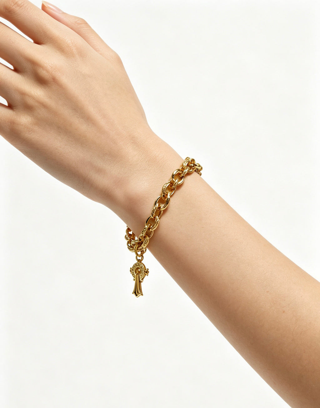 Signature Emblem Bracelet in Polished Metal-Tone – Design 008 main product view