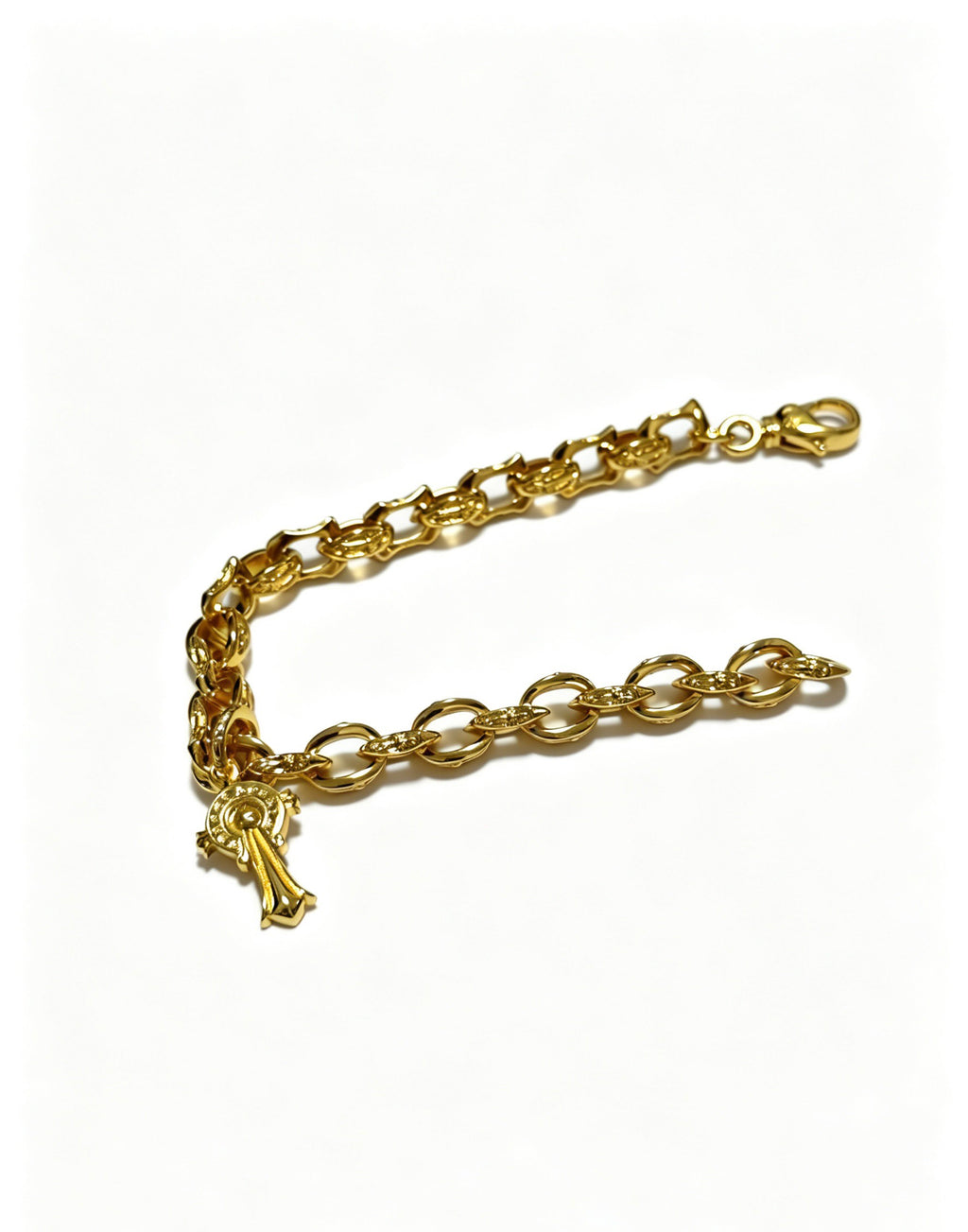 Signature Emblem Bracelet in Polished Metal-Tone – Design 008 detail view