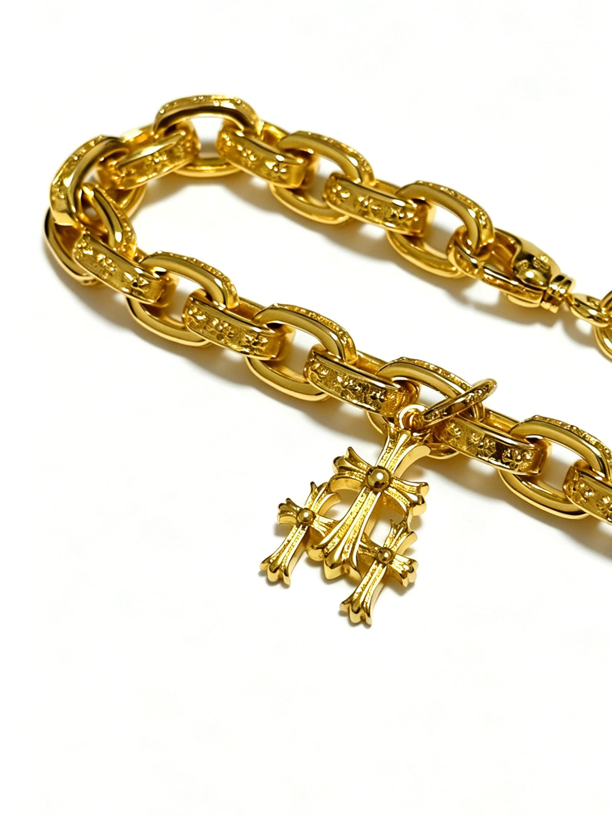 Signature Emblem Bracelet in Polished Metal-Tone – Design 007 detail view