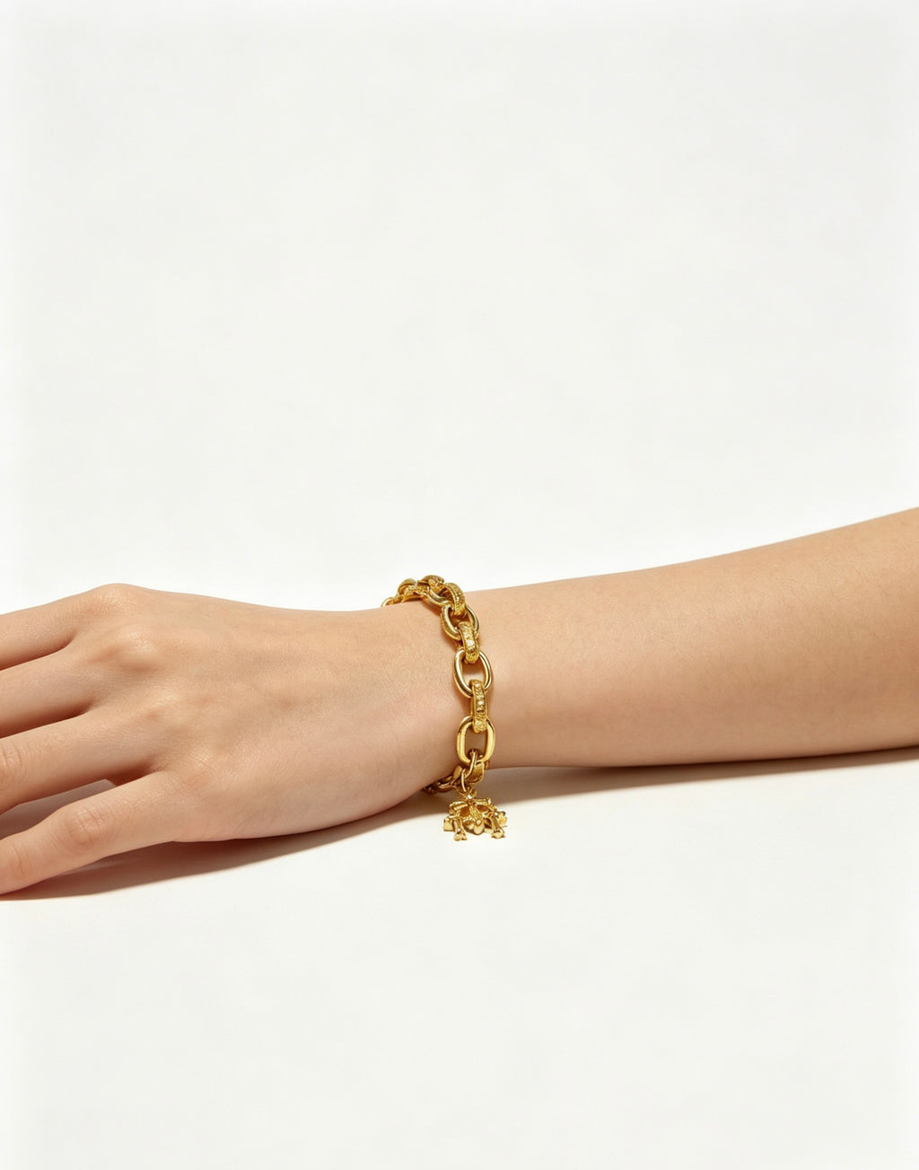 Cross Cuban-Link Bracelet in Antique Silver-Tone – Cuban Link – Design 05 front product view