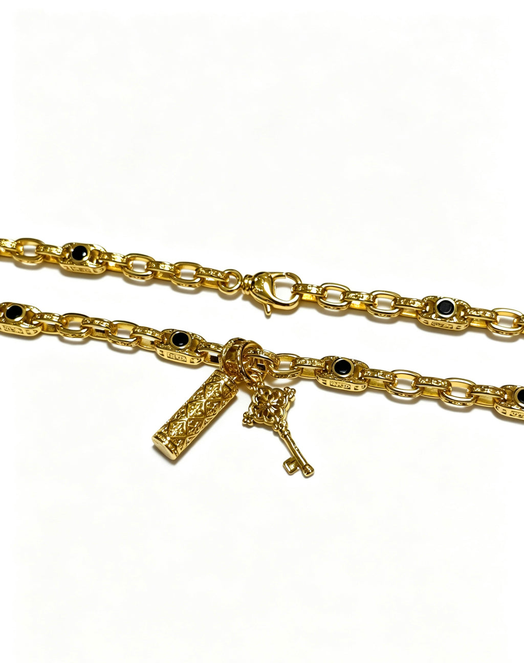 Signature Emblem Pendant Necklace in Polished Metal-Tone – Design 004 close-up detail