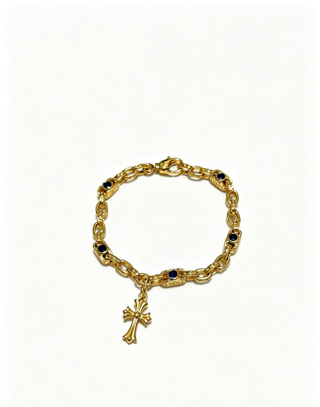Cross Cuban-Link Bracelet in Antique Silver-Tone – Cuban Link – Design 04 main product view